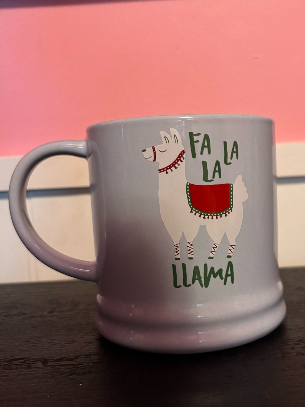 Threshold White Mug with Holiday Llama and Red/Green Accents